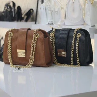 کیف چرم کبریتی وارداتی قفل H