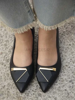 کفش زنانه چرم مشکی یراقدار